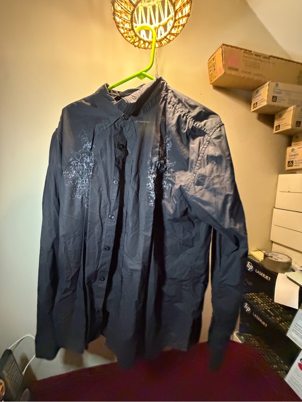BKE Men's Black Button-Up Casual Shirt Jacket